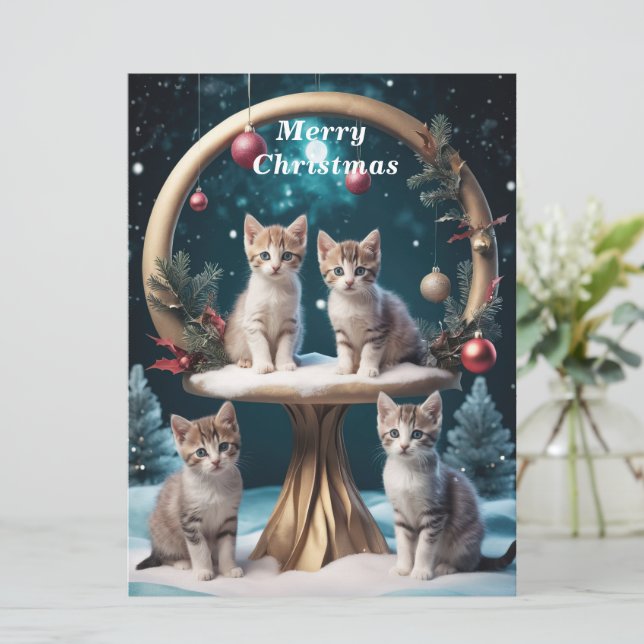 Navidades caprichosos gatitos con base de oro (Anverso de pie)