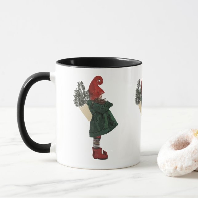 Navidades caprichosos Gnome Mug - Copa de café y t (Con donut)