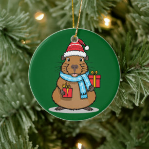 Navidades Capybara Ornamento cerámico