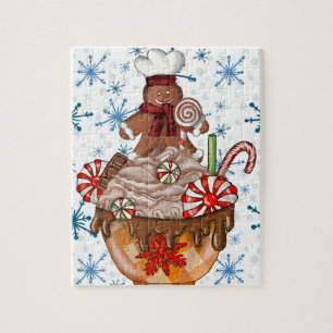 Navidades caramelos y rompecabezas de jigsaw de ji