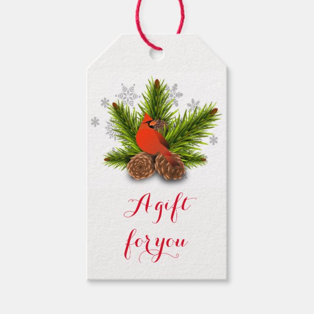 Navidades Cardinal Bird Gift Etiqueta (Anverso)