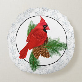 Navidades Cardinal Holiday almohada redonda