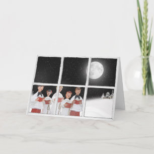 Navidades Caroleros En Tarjeta De Ventana