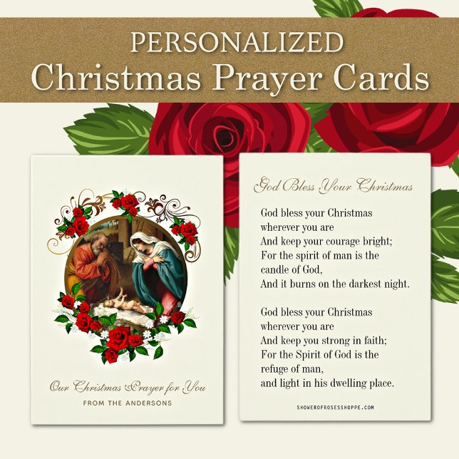 Navidades Cartas de Oración Natividad Jesús María  (Personalized Religious Vintage Christmas Prayer Cards)