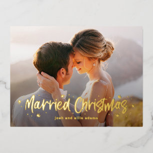 Navidades casados, hábilmente dibujados, postal de