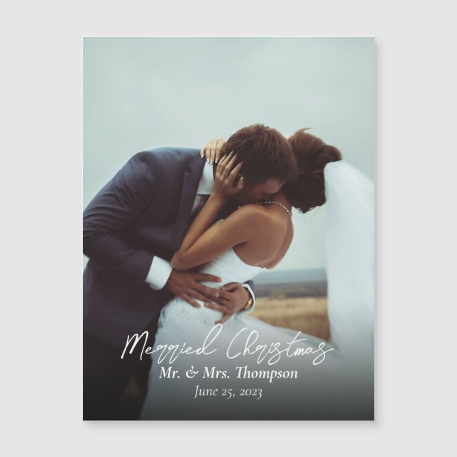 Navidades casados imán de escritura fotográfica re (Anverso)
