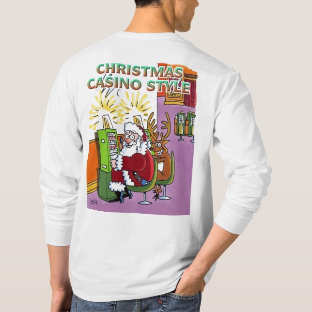 Navidades Casino Style camiseta larga blanca (Reverso)