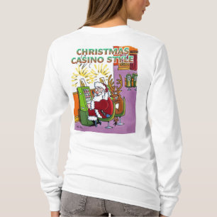 Navidades Casino Style mujeres camiseta larga blan