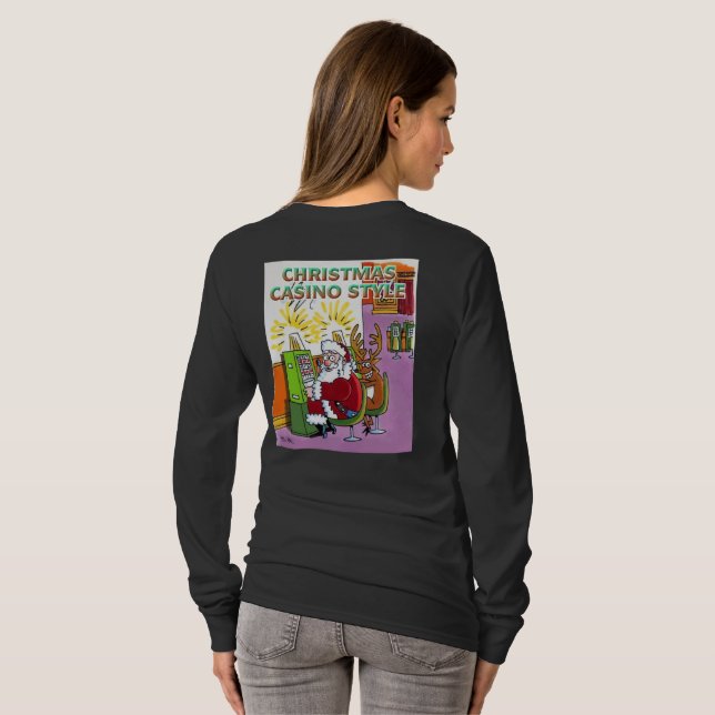 Navidades Casino Style mujeres camiseta larga negr (Reverso completo)