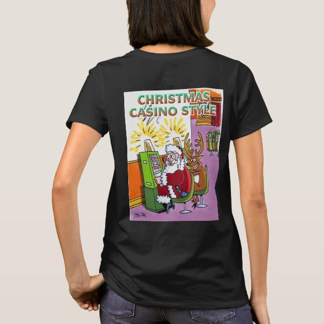 Navidades Casino Style mujeres camiseta negra (Reverso)