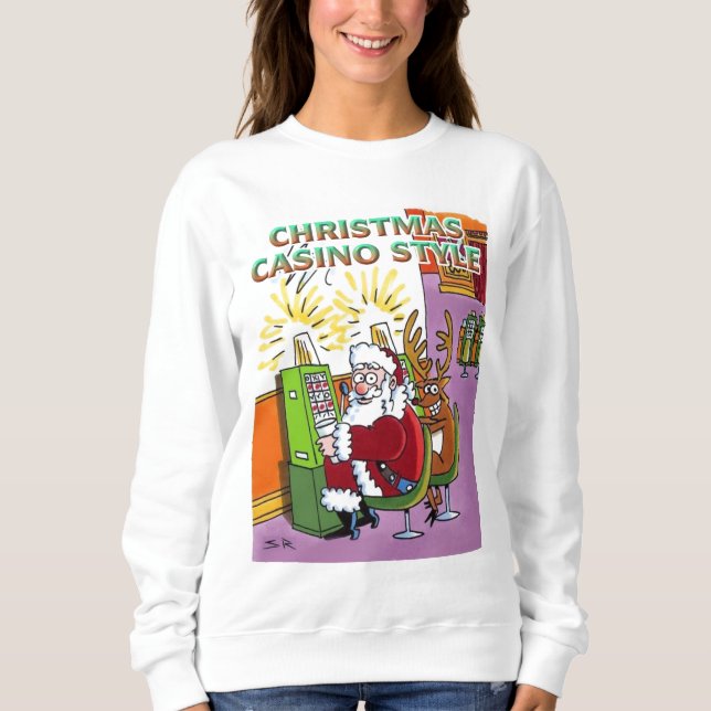 Navidades Casino Style mujeres sudaderas blancas (Anverso)