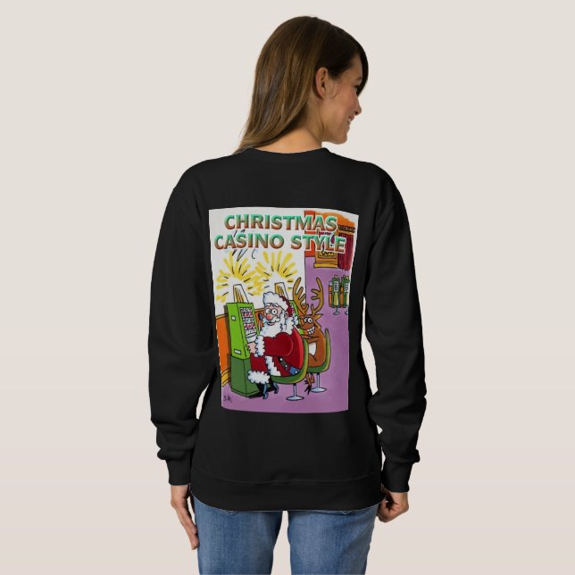 Navidades Casino Style mujeres sudaderas negras (Reverso completo)