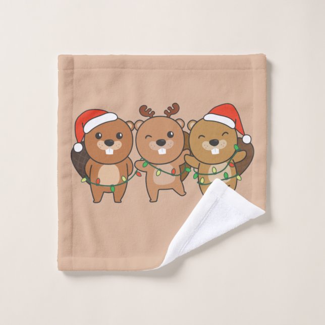 Navidades castores Navidades Animales Cute Beaver  (Toallita)