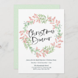 Navidades cena fiesta invitación | holly wreath