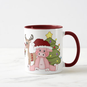 Navidades Cerdos tazas de café
