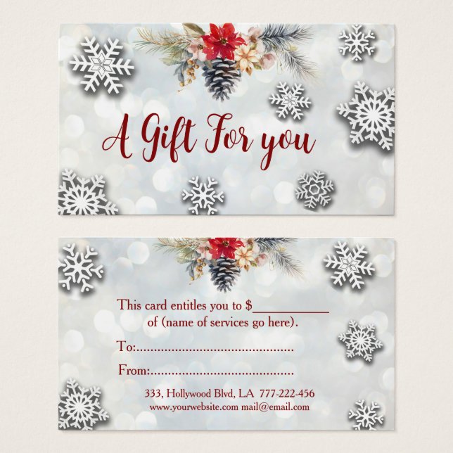 Navidades/certificado botánico de regalo de vacaci (Anverso y reverso)