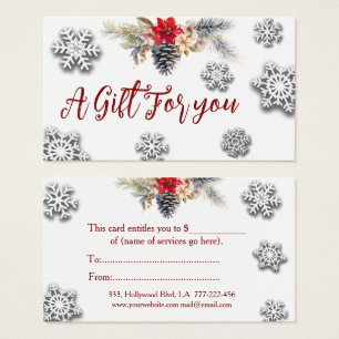 Navidades/certificado de regalo botánico de vacaci