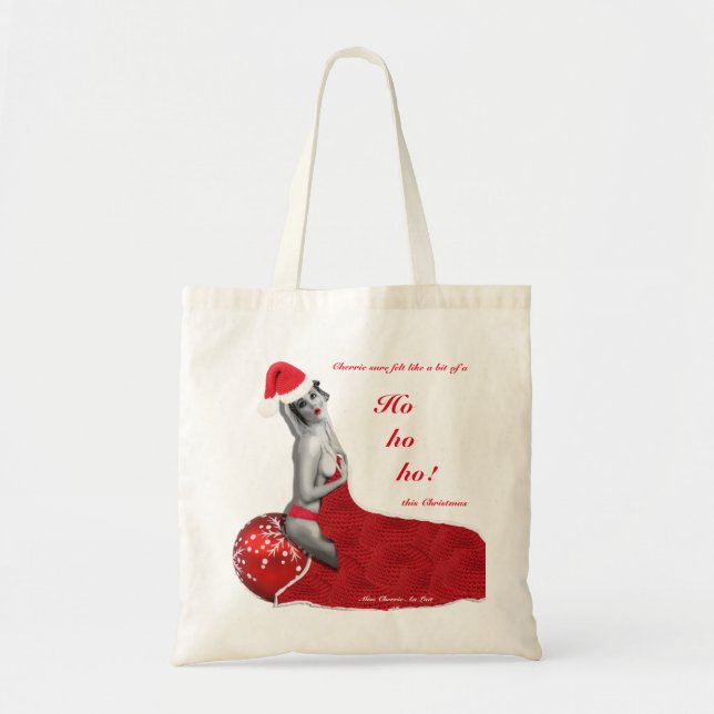 Navidades Cheeky Tote de tela festiva bolsa de com (Frente)