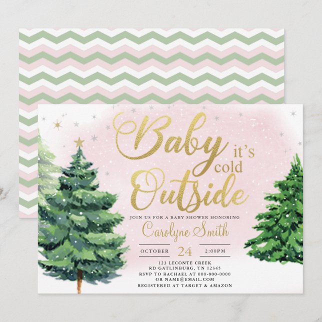 Navidades Chica Baby Shower Invitación (Anverso / Reverso)