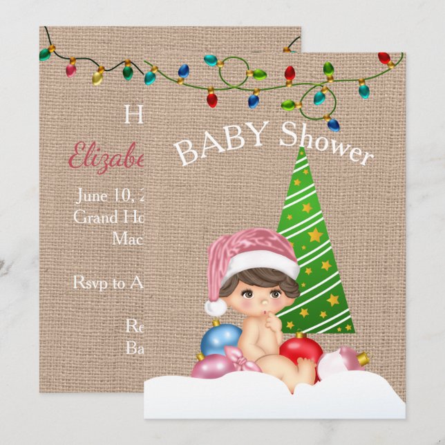 Navidades Chica de invitaciones de Baby Shower (Anverso / Reverso)