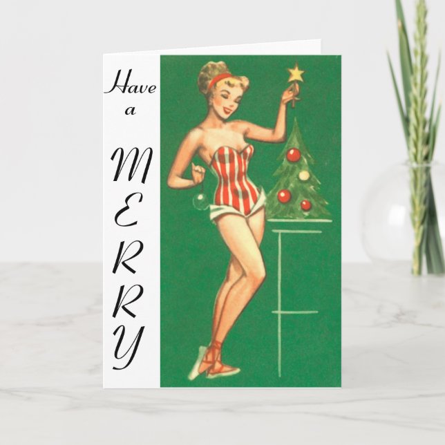 Navidades Chica de Pin-Up con tarjeta de amarre (Anverso)