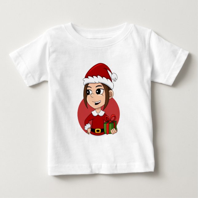 Navidades chica personalizado bebé camiseta (Anverso)