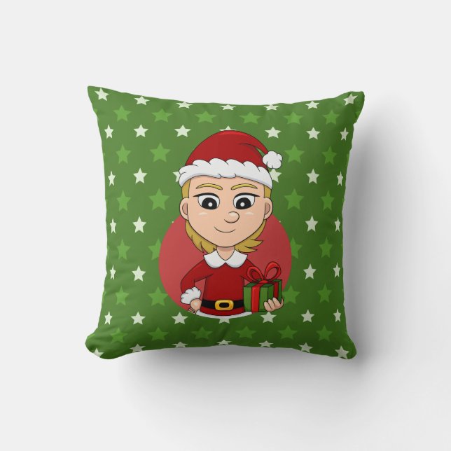 Navidades chica personalizado lanzar almohada (Anverso)
