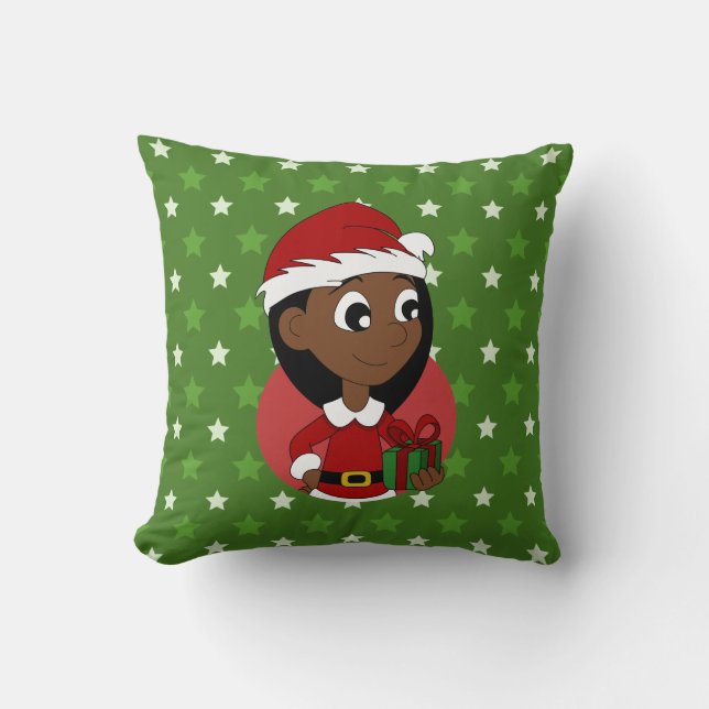 Navidades chica personalizado lanzar almohada (Anverso)