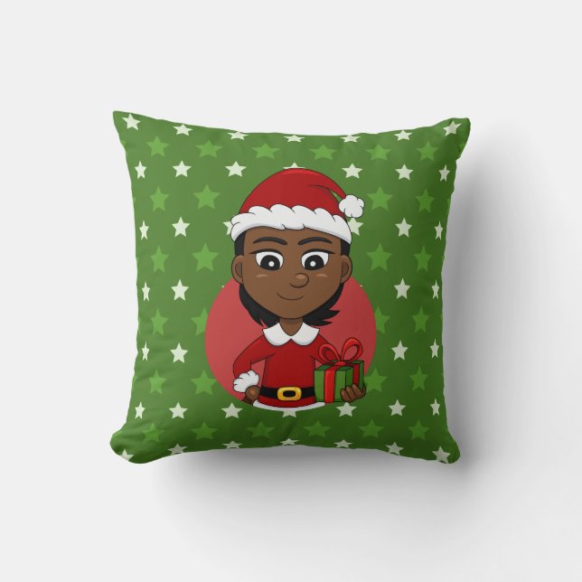 Navidades chica personalizado lanzar almohada (Anverso)