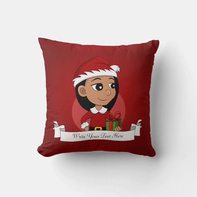 Navidades chica personalizado lanzar almohada (Anverso)