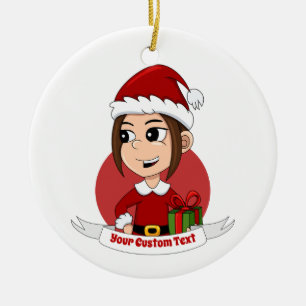 navidades chica personalizado ornamento cerámico