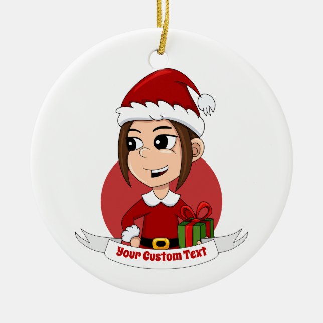 navidades chica personalizado ornamento cerámico (Frente)