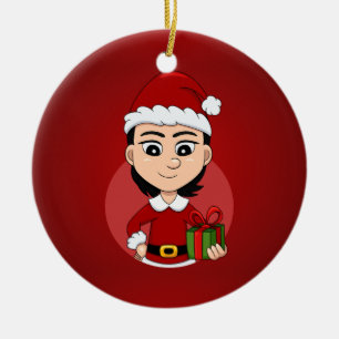 Navidades chica personalizado ornamento cerámico