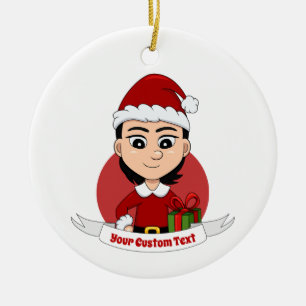 navidades chica personalizado ornamento cerámico