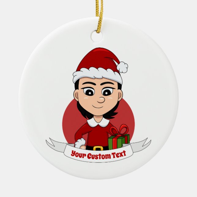 navidades chica personalizado ornamento cerámico (Frente)