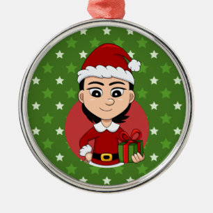 Navidades chica personalizado ornamento metalizado