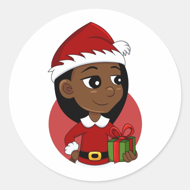 Navidades chica personalizado pegatina redondo clá (Anverso)