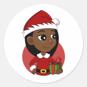 Navidades chica personalizado pegatina redondo clá