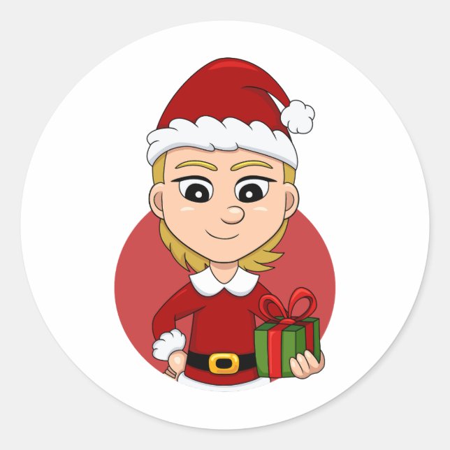 Navidades chica personalizado pegatina redondo clá (Anverso)