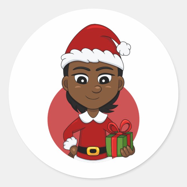 Navidades chica personalizado pegatina redondo clá (Anverso)