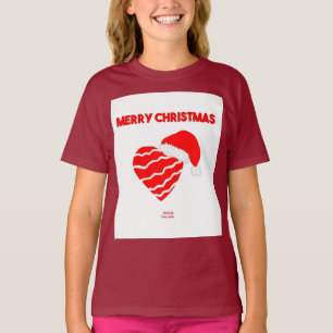 Navidades Chicas de Santa Heart Maroon Camisa Bási