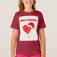 Navidades Chicas de Santa Heart Maroon Camiseta Bá