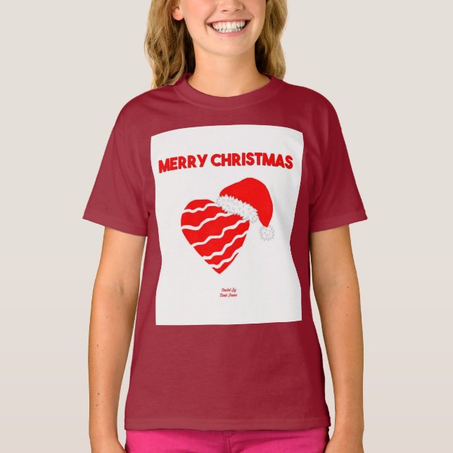 Navidades Chicas de Santa Heart Maroon Camiseta Bá (Anverso)