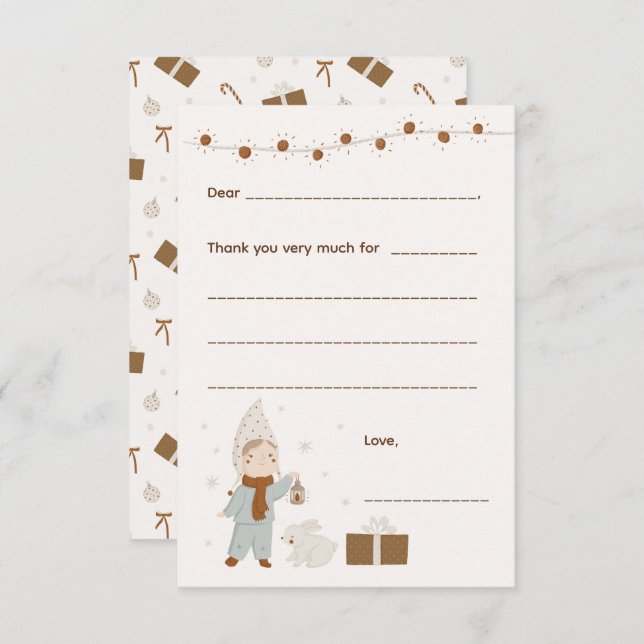 Navidades chicas Gracias nota, rellene la tarjeta (Anverso / Reverso)