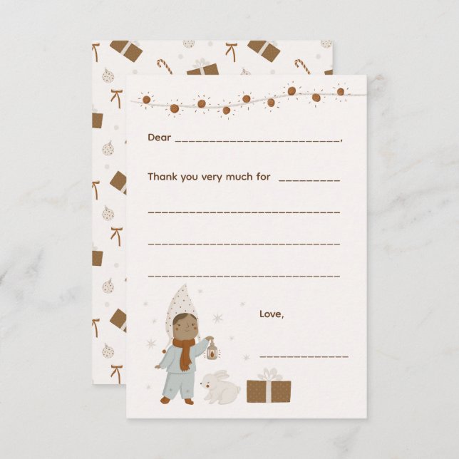 Navidades chicas Gracias nota, rellene la tarjeta (Anverso / Reverso)