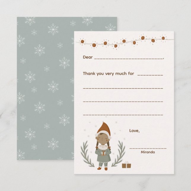 Navidades chicas Gracias nota, rellene la tarjeta (Anverso / Reverso)