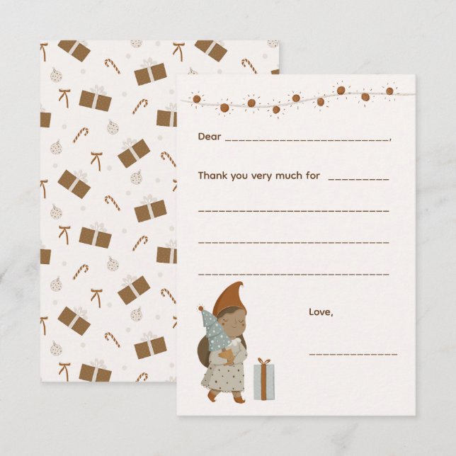 Navidades chicas Gracias nota, rellene la tarjeta (Anverso / Reverso)