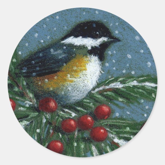NAVIDADES: CHICKADEE: PEGATINAS (Anverso)