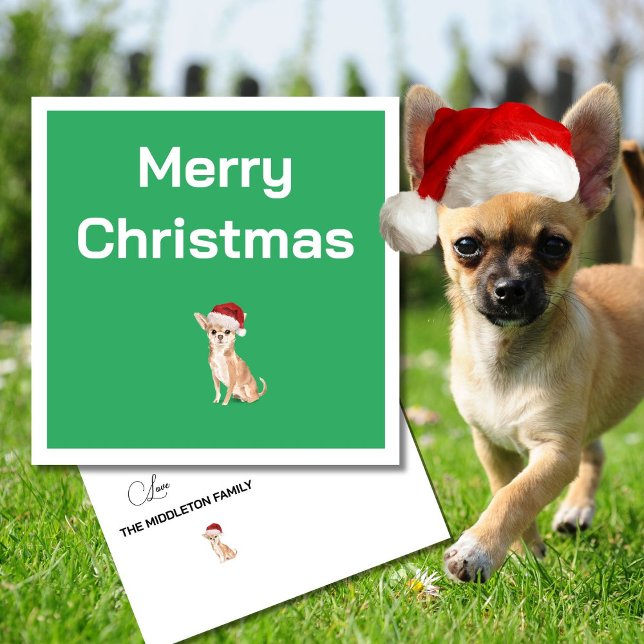 Navidades Chihuahua Perro Saludo de Feliz Verde Bl (Subido por el creador)