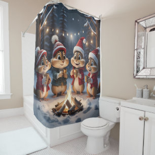 Navidades Chipmunks Cortina de Ducha